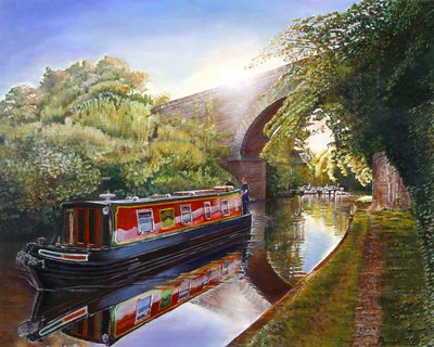 Kate Boat on the Grand Union Canal by Kevin Guild of Railway Artist Parrish